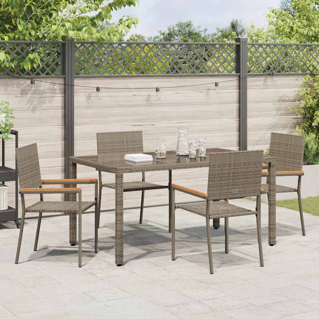 Garden Dining Set 5 pcs Grey 150 x 90 x 75 cm Poly Rattan